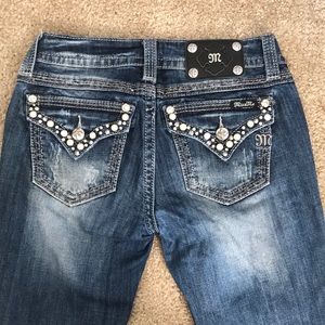 Pearl and Diamond Pocket Miss Me Bootcut Jeans